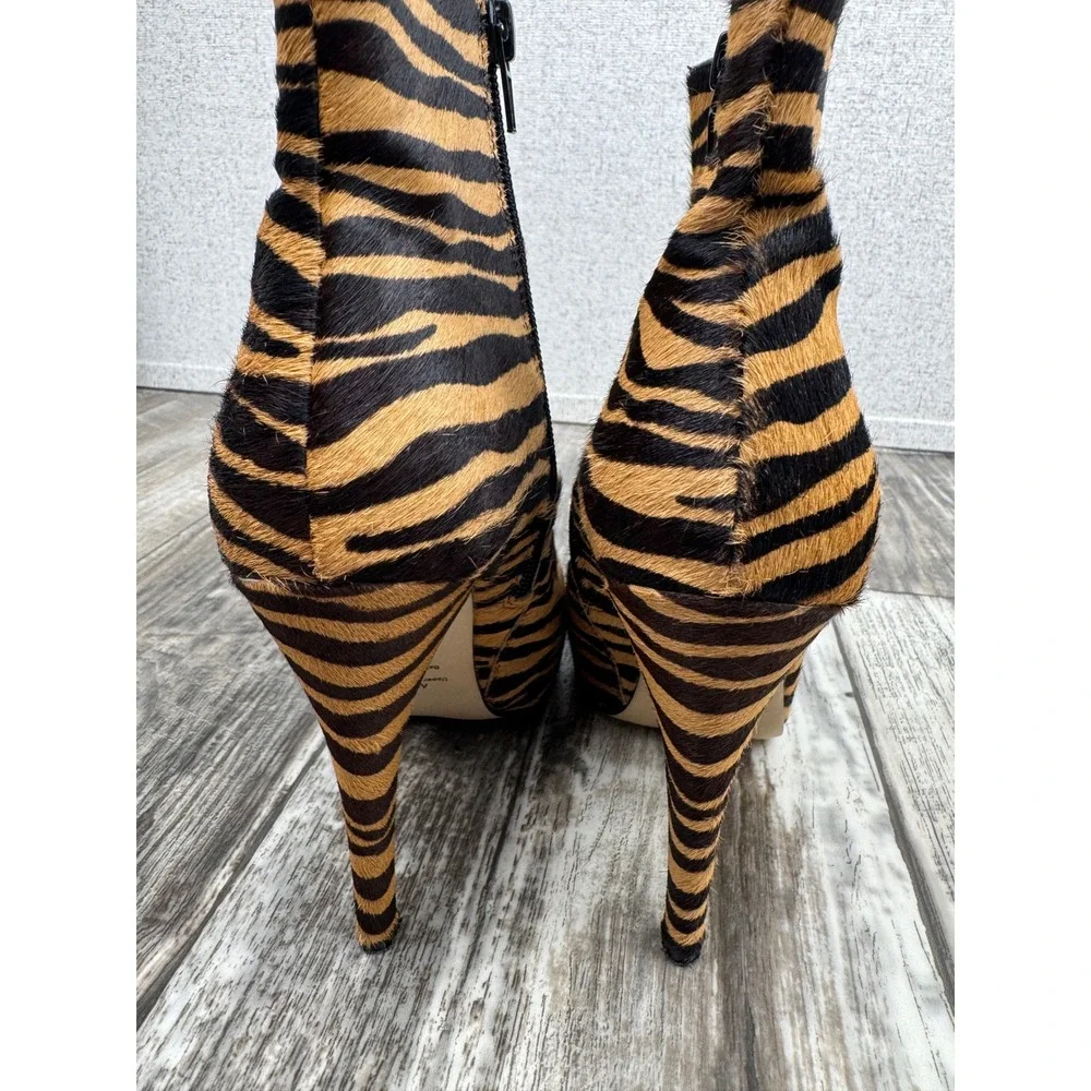 Wittner Zebra Print Calf Hair Ankle Boots Stiletto Platform 39/8.5‎ Animal Print